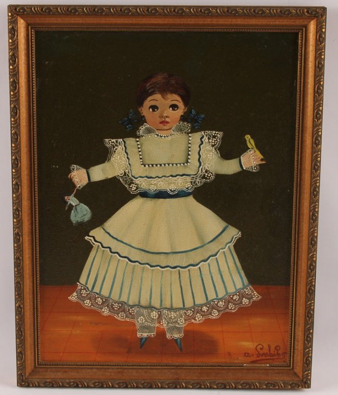 AGAPITO LABIOS OIL ON CANVAS GIRL WITH DOLL: AGAPITO LABIOS OIL ON CANVAS GIRL WITH DOLL Size: 14 x 18" Shipping / Pick-Up: Buyer Pick Up, 3rd Party Lot Location: #1 - Manor's Gallery