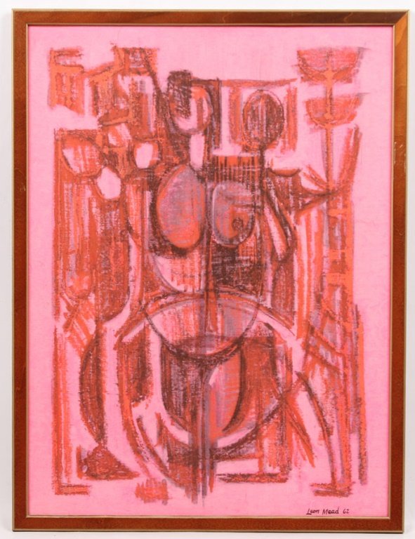 LEAN MEAD ABSTRACT FIGURE PRINT DATED 1962 (1 of 4)
