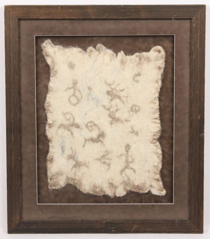FRAMED MONGOLIAN YAK HAIR WALL HANGING: FRAMED MONGOLIAN YAK HAIR WALL HANGING Size: 21.25 x 25" including frame. Shipping / Pick-Up: Buyer Pick Up, 3rd Party Lot Location: #1 - Manor's Gallery