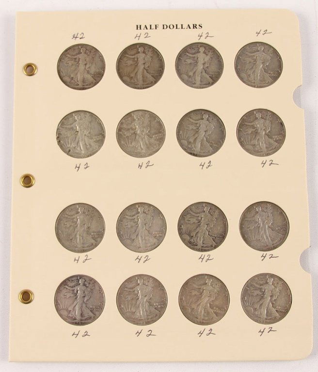 LOT OF 16 US 1942 SILVER WALKING LIBERTY 50C (1 of 5)