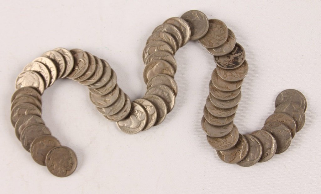 LOT OF 50 US NO & PARTIAL-DATE SILVER BUFFALO 5C (1 of 3)