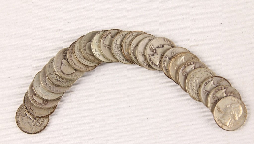 LOT OF 25 US 90% SILVER WASHINGTON QUARTERS (1 of 3)