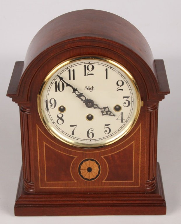 SLIGH FRANZ HERMLE MARQUETRY MANTEL CLOCK