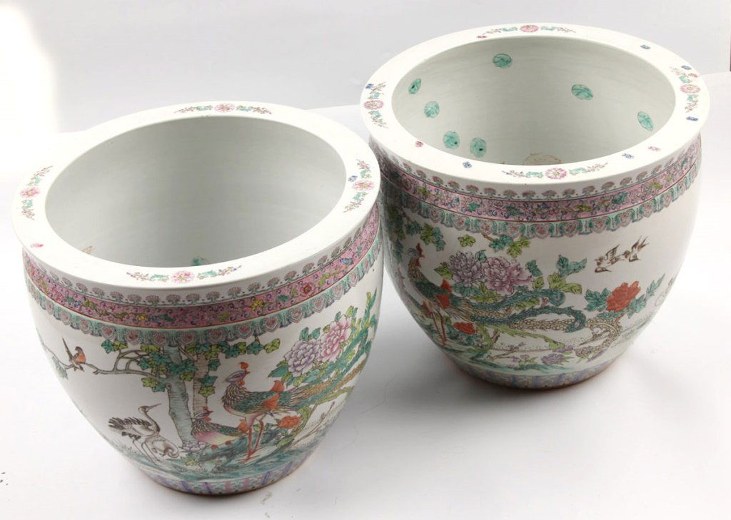 PAIR OF CERAMIC KOI FISH BOWLS (1 of 4)