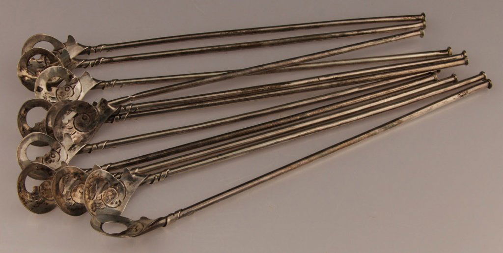 STERLING SILVER MINT JULEP SPOONS SET OF ELEVEN (1 of 3)