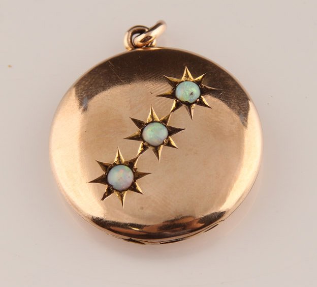 LADIES GOLD FILLED & OPAL LOCKET PENDANT (1 of 3)