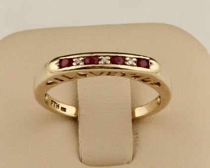 14K YELLOW GOLD RUBY DIAMOND "I LOVE YOU" BAND (1 of 4)