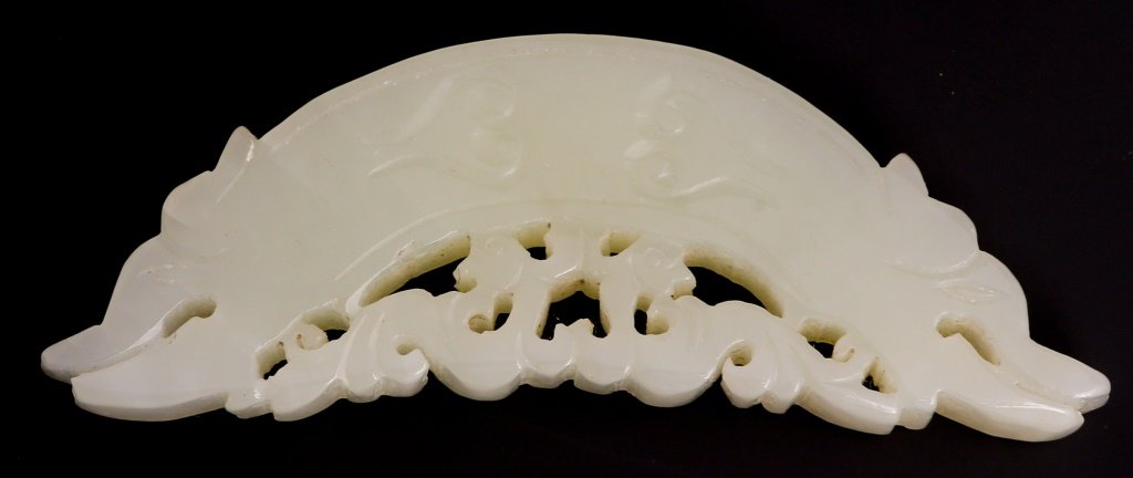 CHINESE CELADON JADE PHOENIX AND DRAGON CARVING (1 of 2)