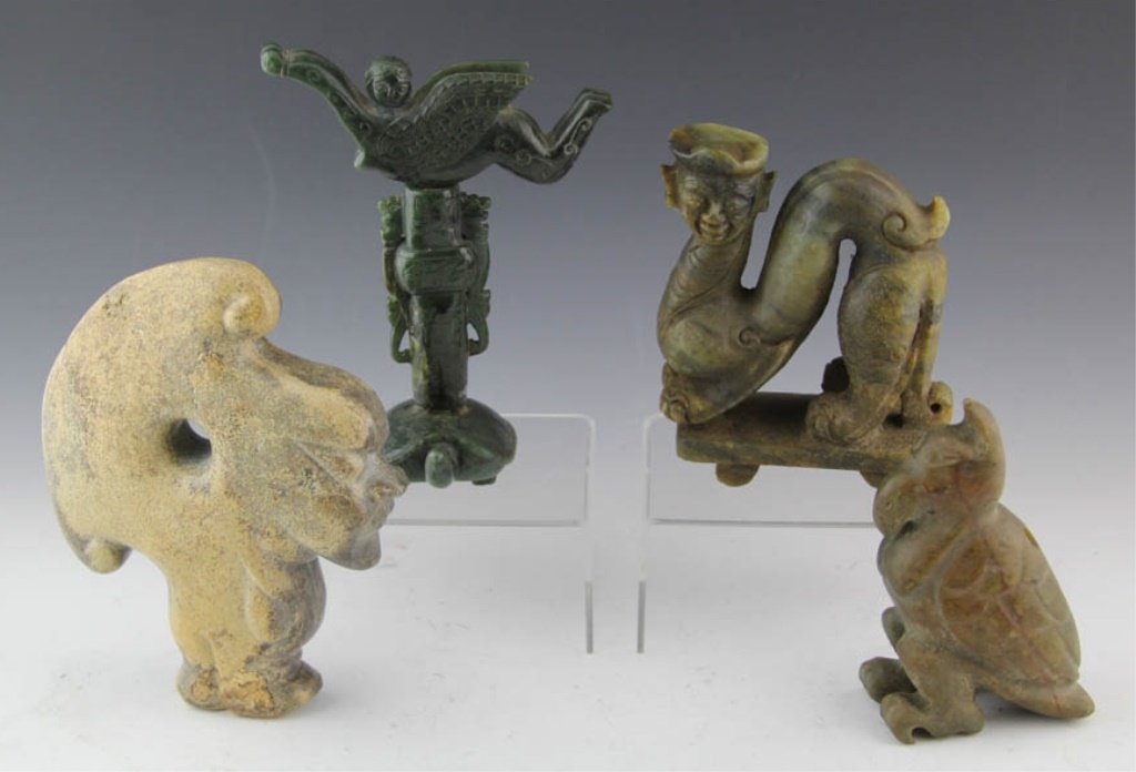 LOT OF 4 SOFTSTONE CARVINGS (1 of 5)