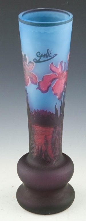 REPRODUCTION GALLE FLORAL MOTIF CAMEO GLASS VASE (1 of 4)