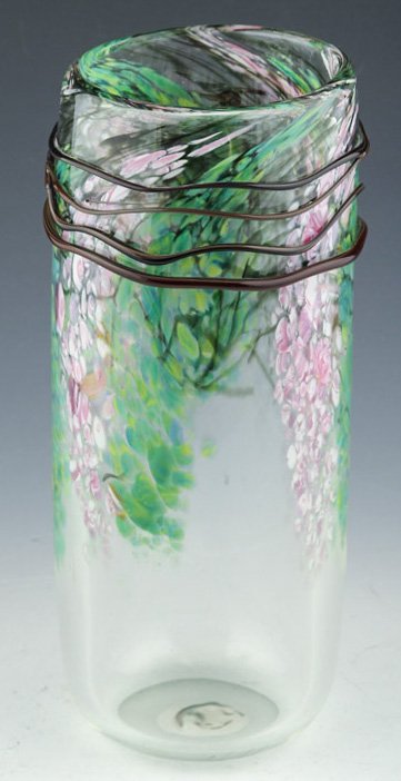 JOHN FIELDS SIGNED 2000 ART GLASS VASE (1 of 5)