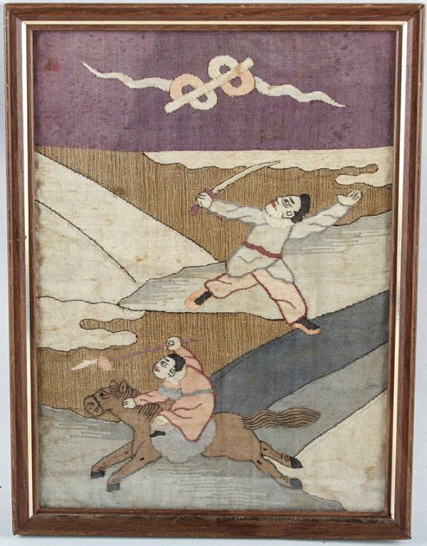 PERSIAN EMBROIDERED SILK IN FRAME (1 of 3)