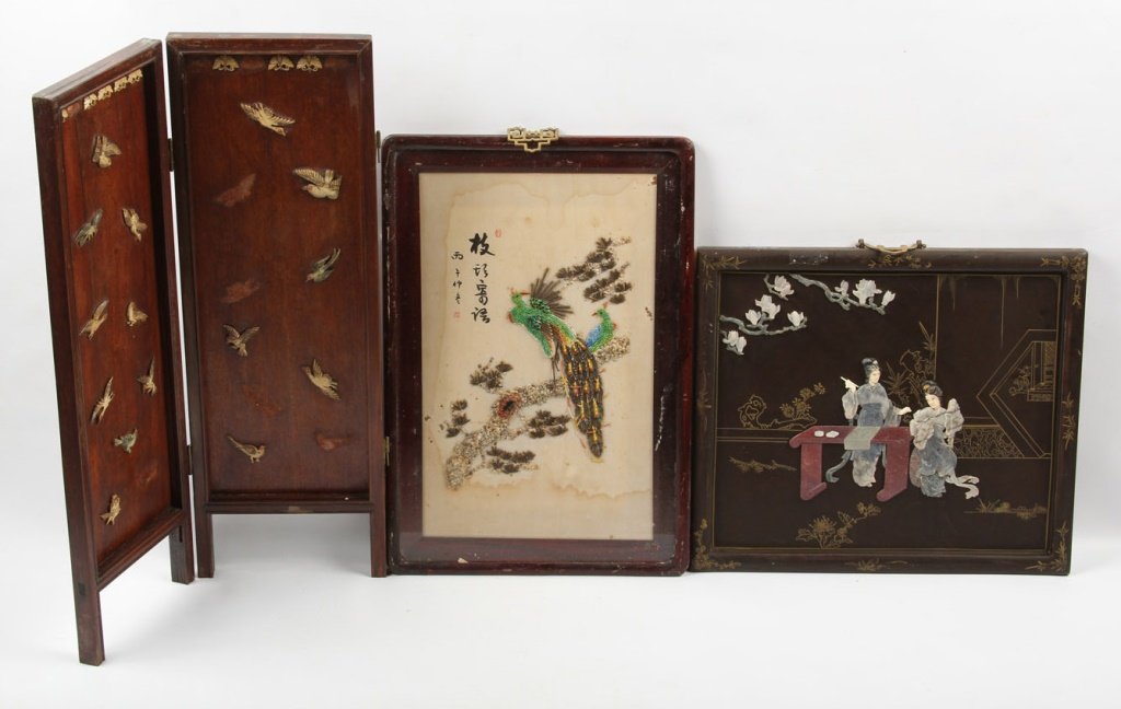 LOT OF CHINESE PAINTINGS AND TABLE SCREEN (1 of 5)