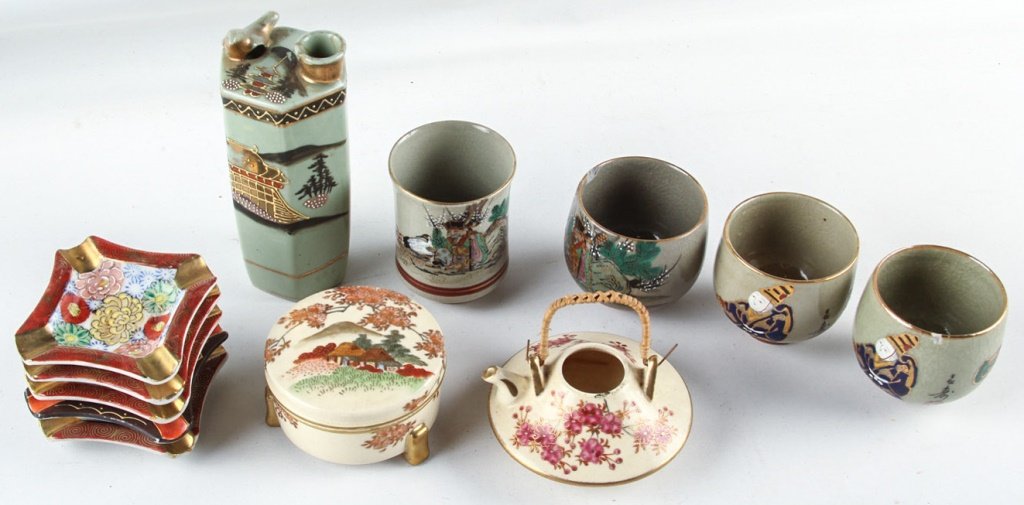 LOT OF JAPANESE CUPS, DISHES & EARTHENWARE: LOT OF JAPANESE CUPS, DISHES & EARTHENWARE Condition: Very good Shipping / Pickup: Buyer Pick Up, 3rd Party Lot Location: #1 - Manor's Gallery