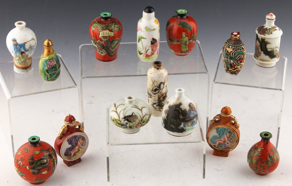14 CERAMIC CHINESE SNUFF BOTTLES (1 of 6)