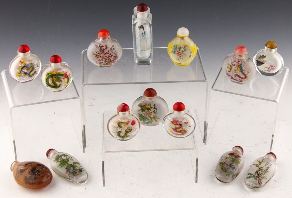 14 CHINESE REVERSE PAINTED SNUFF BOTTLES (1 of 7)