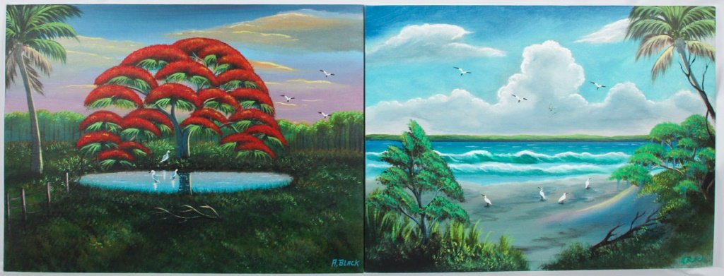 LOT OF 2 AL BLACK FLORIDA HIGHWAYMEN OIL ON BOARDS (1 of 4)