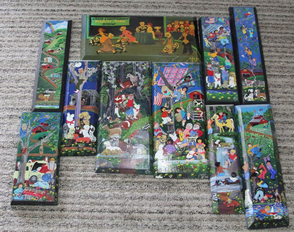 LOT OF 10 CAROL SALAS RURAL PAINTINGS OIL ON WOOD (1 of 7)