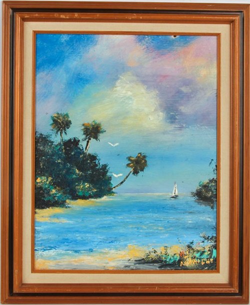 NORMAN WRIGHT FLORIDA BEACH OIL ON MASONITE (1 of 4)