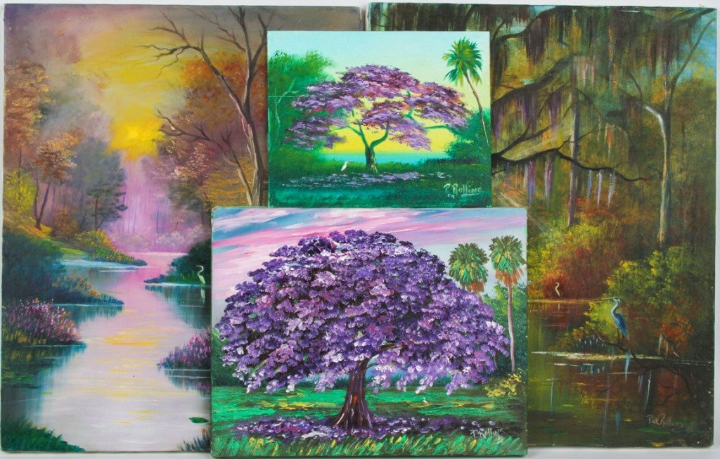 4 PAT ROLLINS JACARANDA SCENES OIL ON CANVAS (1 of 6)