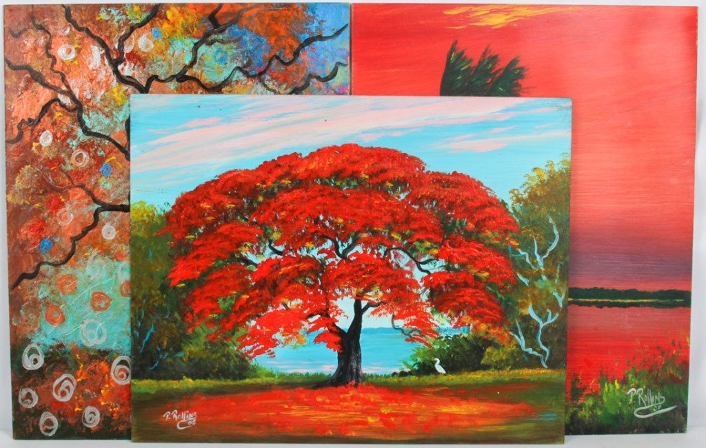 LOT OF 3 PAT ROLLINS FLORIDA SCENES OIL ON BOARD (1 of 6)