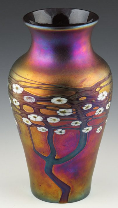ZELLIQUE STUDIOS IRIDESCENT CHERRY BLOSSOM VASE (1 of 4)