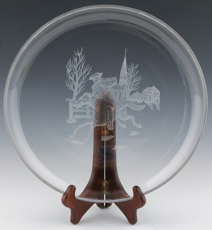VAL LAMBERT PAUL REVERE'S RIDE CRYSTAL PLATE 1970 (1 of 6)