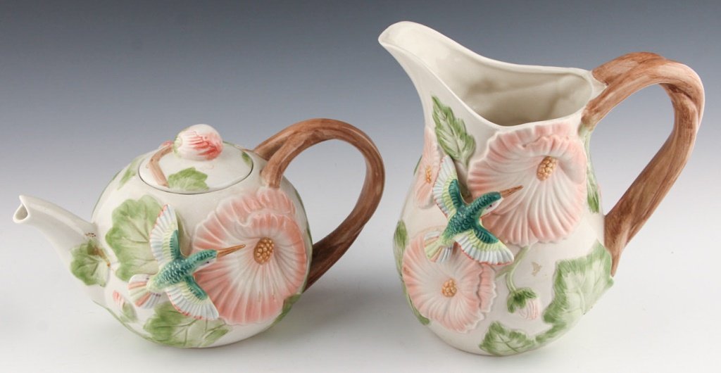 FITZ & FLOYD POTTERY HUMMINGBIRD TEA POT PITCHER (1 of 5)