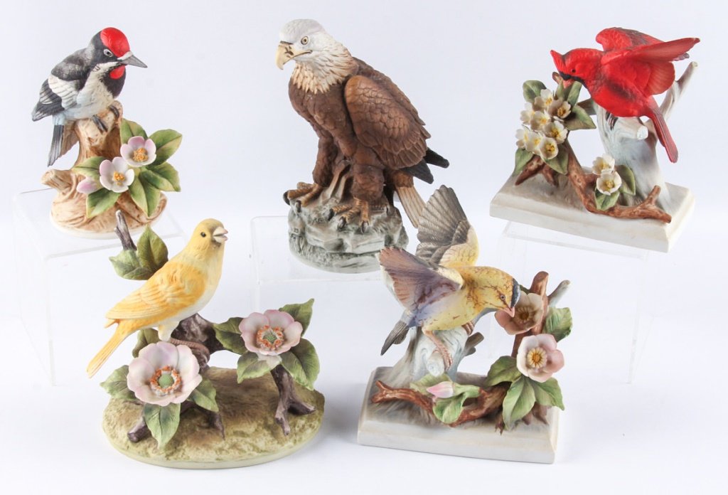 FIVE ANDREA AND HEFTEN PORCELAIN BIRD STATUES (1 of 7)