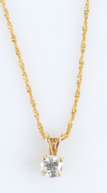 14K YELLOW GOLD .25CT SOLITAIRE DIAMOND NECKLACE (1 of 3)