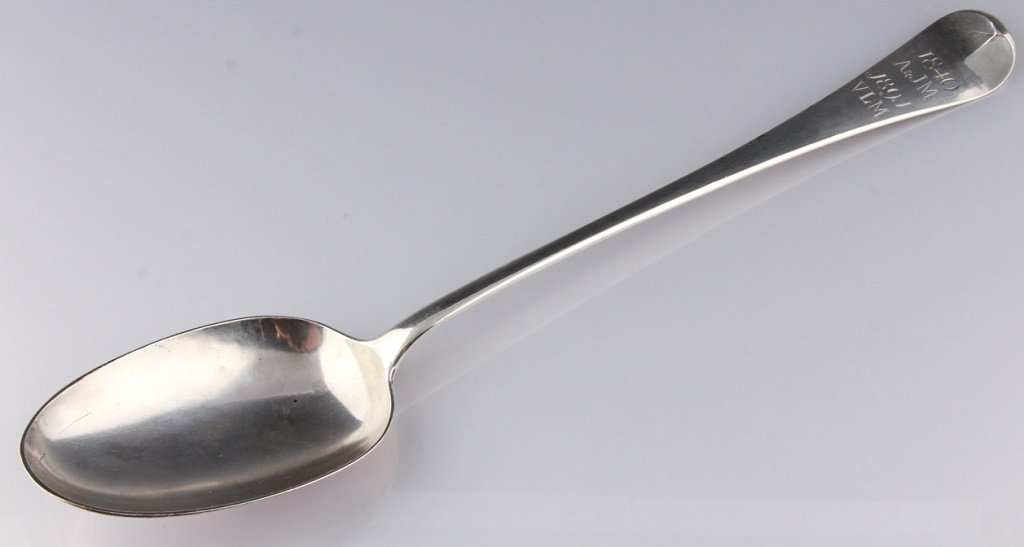 18TH C ENGLISH 925 SILVER STUFFING SPOON (1 of 6)