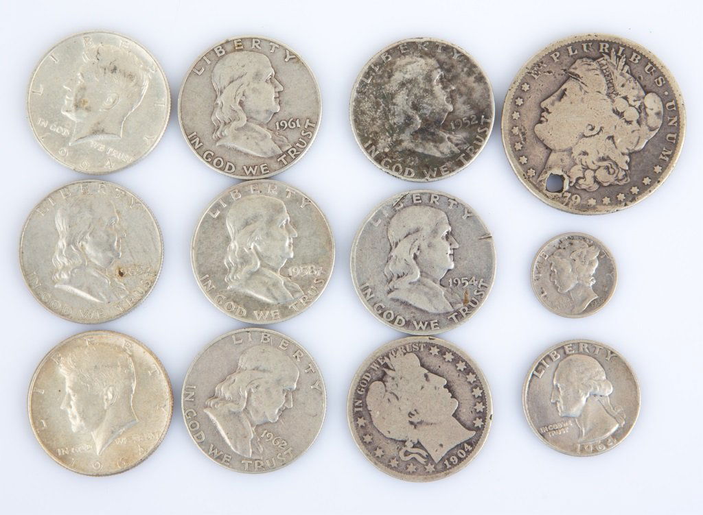 12 US 90% SILVER 10C 25C 50C & 1 DOLLAR COINS (1 of 3)
