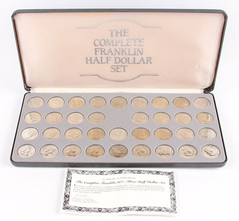 COMPLETE FRANKLIN 90% SILVER HALF DOLLAR SET OF 35 (1 of 6)