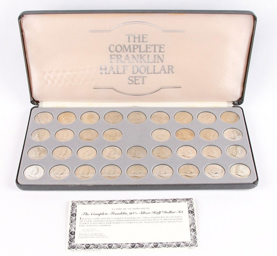 COMPLETE FRANKLIN 90% SILVER HALF DOLLAR SET OF 35 (1 of 7)