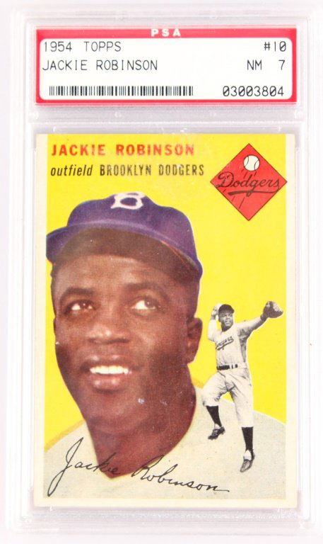 PSA "7" TOPPS 1954 JACKIE ROBINSON BASEBALL CARD (1 of 2)