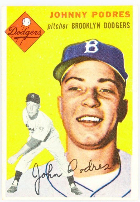1954 TOPPS 166 JOHNNY PODRES BASEBALL CARD (1 of 2)