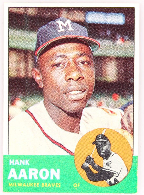 1963 TOPPS 390 HANK AARON BASEBALL CARD (1 of 2)