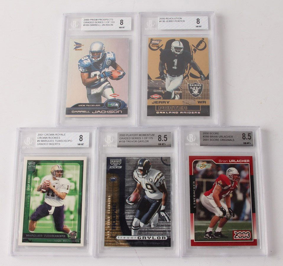 FIVE BECKETT GRADED FOOTBALL CARDS: 2000, 2001 (1 of 5)