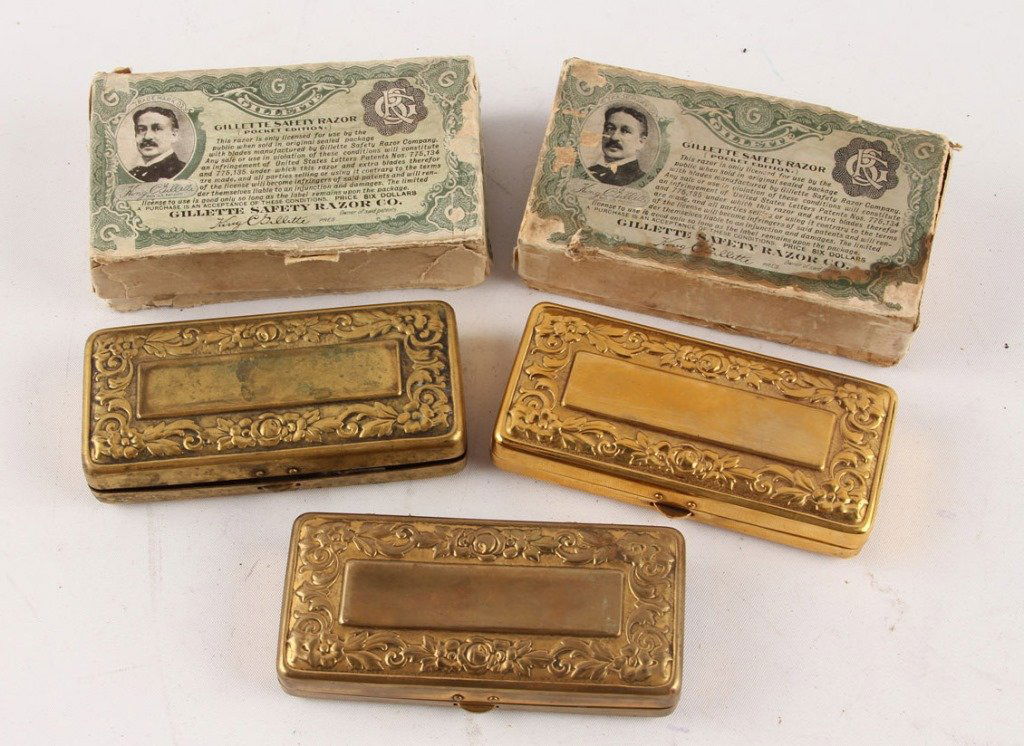 LOT OF 5 KING GILLETTE FLORAL CASE POCKET RAZORS (1 of 4)