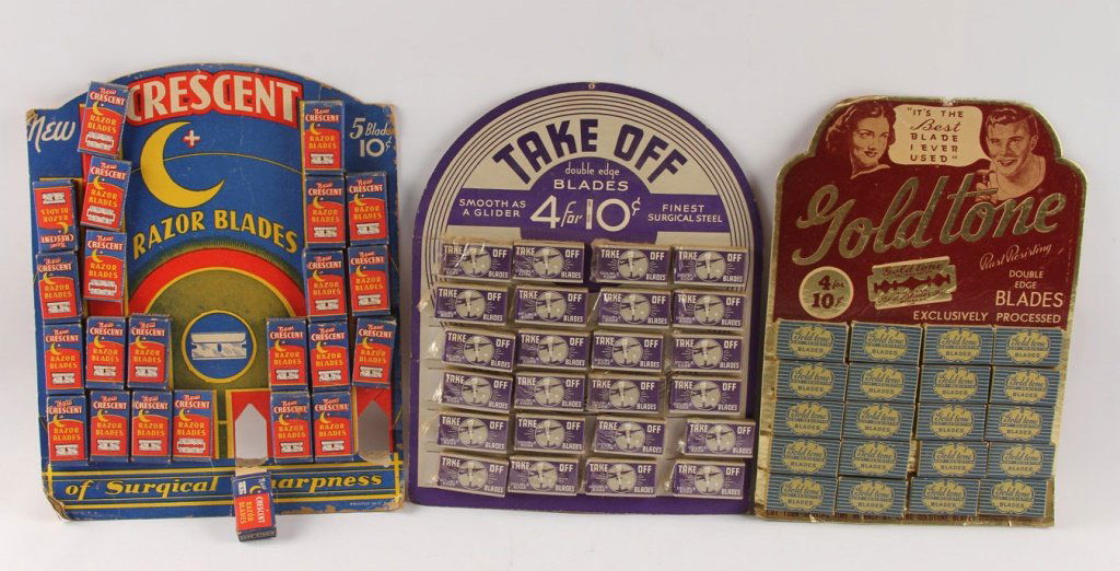 LOT OF 3 CARDBOARD MIXED RAZOR BLADE DISPLAY ITEMS (1 of 4)