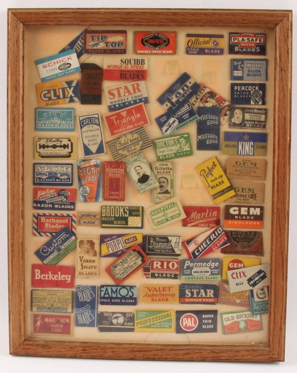 FRAMED GROUPING OF SAFETY RAZOR BLADE PACKETS (1 of 4)