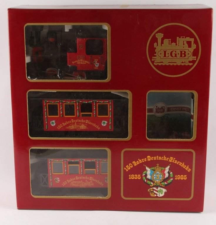 LGB TRAINS 150 YEARS OF GERMANY 1835--1985: LGB TRAINS 150 YEARS OF GERMANY 1835--1985 Includes original box. Shipping / Pickup: We Can Ship This Item Lot Location: #1 - Manor's Gallery