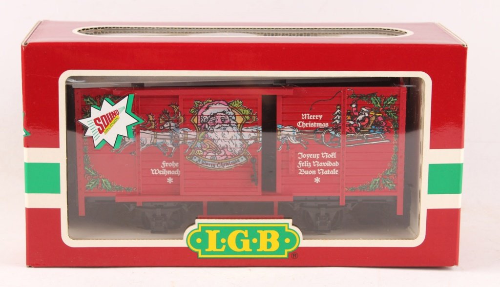 LGB 4335-S CHRISTMAS BOX CAR: LGB 4335-S CHRISTMAS BOX CAR Includes original box. Shipping / Pickup: We Can Ship This Item Lot Location: #1 - Manor's Gallery