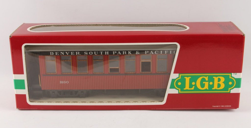LGB 3180 DENVER SOUTH PARK & PACIFIC PASSENGER CAR: LGB 3180 DENVER SOUTH PARK & PACIFIC PASSENGER CAR Includes original box. Discontinued version. Shipping / Pickup: We Can Ship This Item Lot Location: #1 - Manor's Gallery