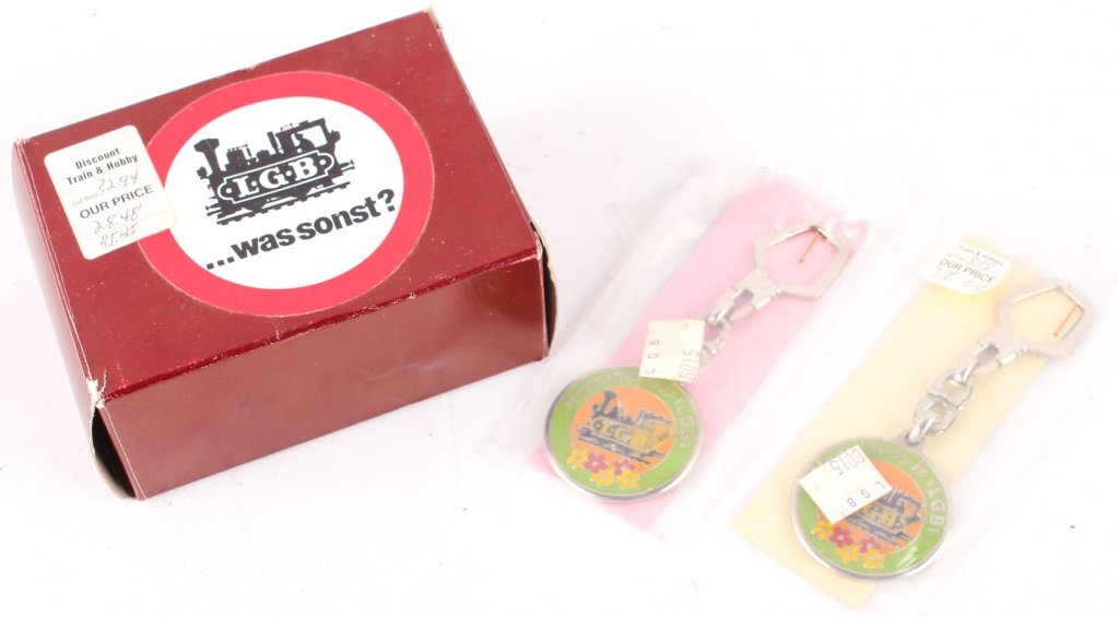 TWO LGB BRANDED KEYCHAINS AND METAL TABLE LIGHTER (1 of 3)