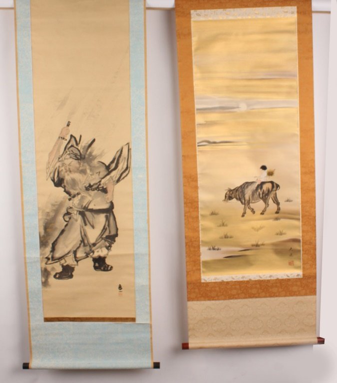 TWO ASIAN WALL SCROLLS (1 of 3)