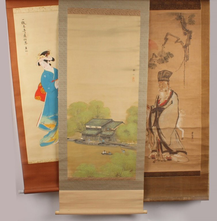 THREE ASIAN WALL SCROLLS (1 of 4)