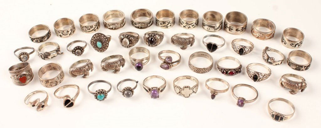 40 STERLING SILVER RINGS TURQUOISE AND MORE (1 of 3)
