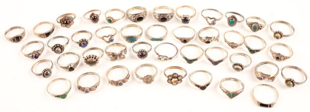 40 STERLING SILVER RINGS MALACHITE AND MORE (1 of 3)