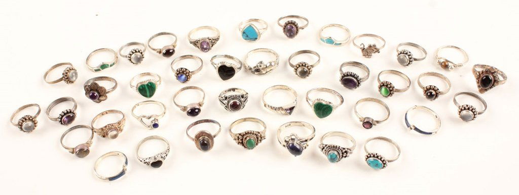 40 STERLING SILVER RINGS MALACHITE AND MORE (1 of 3)